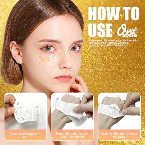 Ovasorve 2026 New Year Freckles Face Tattoo - Glittering 2026 Stars in Gold & Silver | Waterproof Face Gems for Women NYE ...