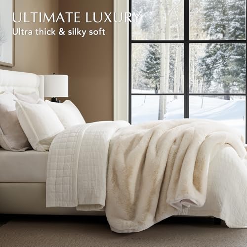 EVERGRACEHOME Luxury Soft Faux Chinchilla Fur Throw Blanket for Couch, Warm Thick Heavy Winter Throw Blanket 1220GSM for B...