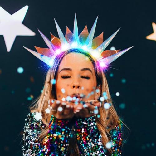 Catery Light Up Headband LED Rave Headpiece Halloween Costume Accessories for Women