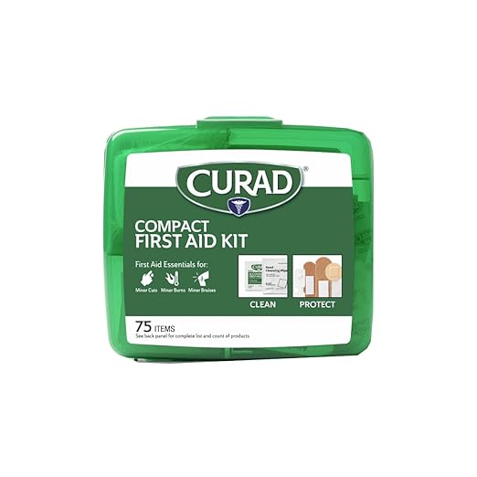CURAD Compact First Aid Kit, 75 Pieces, Travel Size Emergency Medical Kit, Includes Bandages, Antiseptic Wipes, Gauze and ...