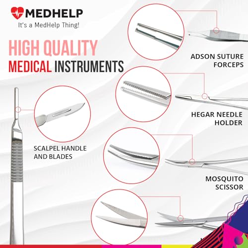 MedHelp 50 PCS Practice Suture Kit for Medical Students - Complete Suture Practice Kit for Surgical Training: Large Silico...