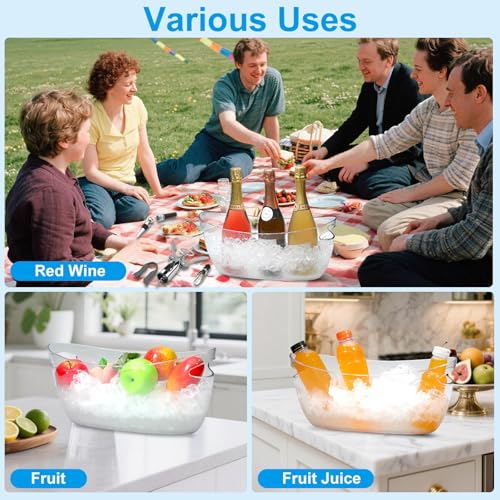 KITHELP 2 PCS Ice Buckets for Parties, 5.5L Ice Bucket with Scoops and Metal Wine Bottle Opener, Mimosa Bar Supplies Bever...