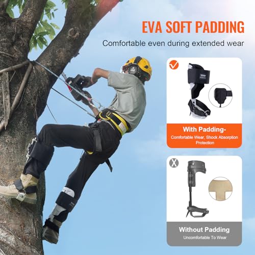 VEVOR Tree Climbing Spikes, 1 Pair Height-Adjustable Climbing Spurs, 350lbs Load Capacity Tree Climbing Gear with Straps, ...