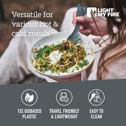 Light My Fire Spork Original 4-Pack 3-in-1 Camping Spoon Fork Knife Combo Reusable Travel & Camping Utensils Lunch Spork O...