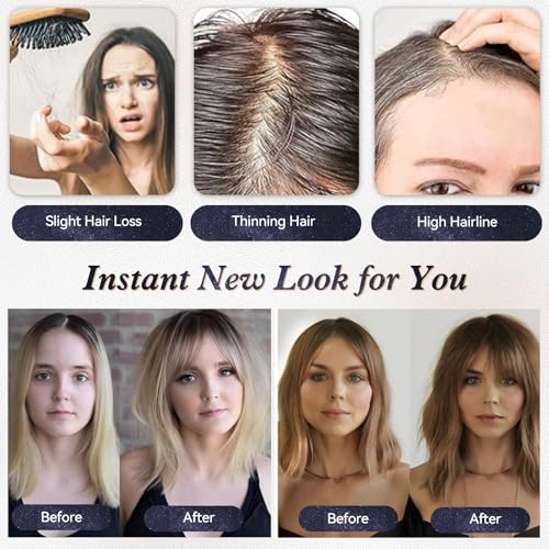 starluck Hair Toppers for Women Real Human Hair No Bangs 3.5"*4"Hand-Tied Swiss Lace Base 12in 100% Remy HumanHair Topper for Women with ThinningHair(T4/27/4#)