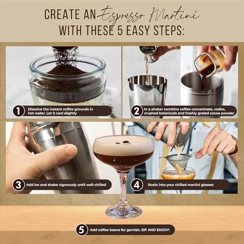Espresso Martini Gifts– Premium Cocktail Kit - Espresso Martini Kit Maker Set with Glasses, Party-Ready Accessories, and E...