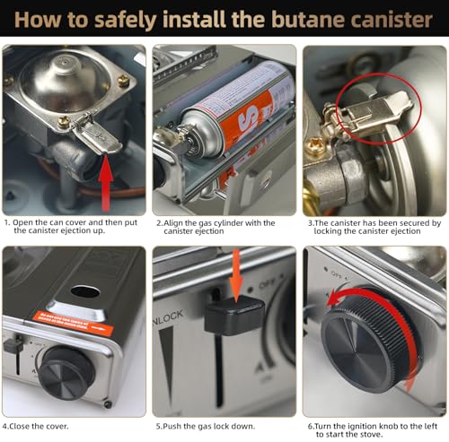 GasBRUH 1-Burner Butane Camping Stove with Windblocker,10000 BTU Portable Camp Gas Stove for Outdoor Cooking,Camping,Tailg...