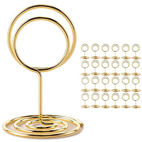 Hoewina 26Pcs Table Number Holders, Place Card Holder, Wire Picture Holder, Small Size Table Card Holders, Photo Holder fo...