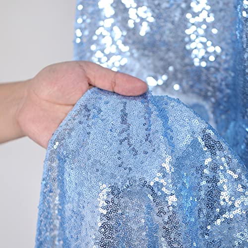 B-COOL Baby Blue Sequin Backdrop Curtains 2 Pieces 2ftx8ft Party Photography Sparkly Background Prom Drapes Wedding Baby S...