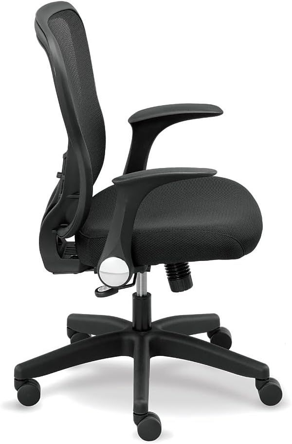 NBF Mesh Office Computer Ergonomic Chair with Memory Foam, Black Mesh Back, Black Matrix Fabric Seat, Adjustable Height, Lumbar Support Chair