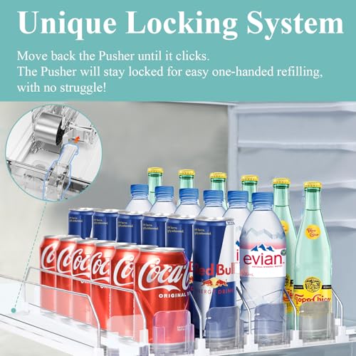 Drink Organizer For Fridge - Fridge Organizers Self Pushing Drink Dispenser, Drink Dispenser for Fridge w/Smooth Spring & ...