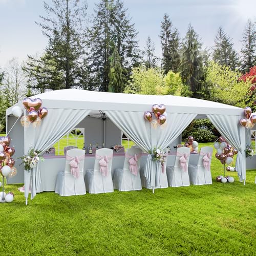 10X20FT Pop Up Canopy Tent with 6 Removable Sidewalls,UV Protection, Heavy Duty Pop Up Party for Parties Outdoor Garden Ga...