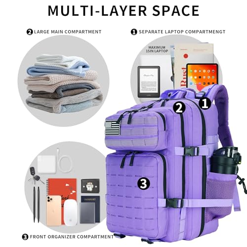 Military Tactical Backpack 45L/25L 3 Day Assault Pack Molle Daypack Hiking Backpack for Men and Women