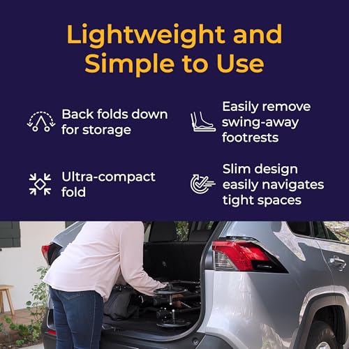 Drive Medical Lightweight Folding Transport Wheelchair - Reliable Mobility Support - Durable Steel Frame - Swing-Away Foot...