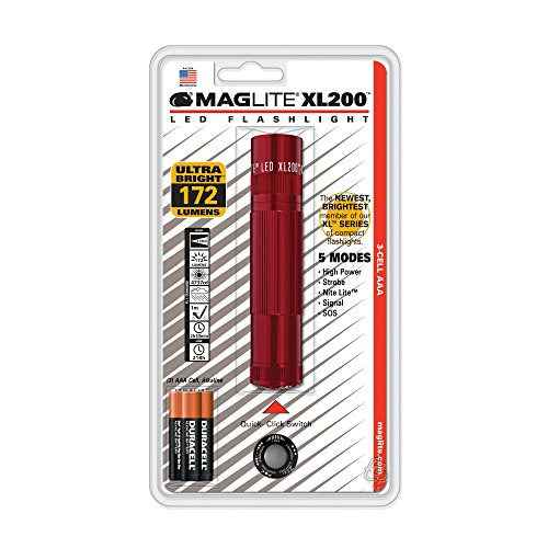 Maglite XL200 LED 3-Cell AAA Flashlight, Red