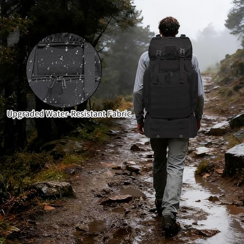 Lizbin Hiking Backpack, 80L Molle Military Tactical Rucksack, Camping Backpack with Shoe Compartment, Lightweight Rucksack...