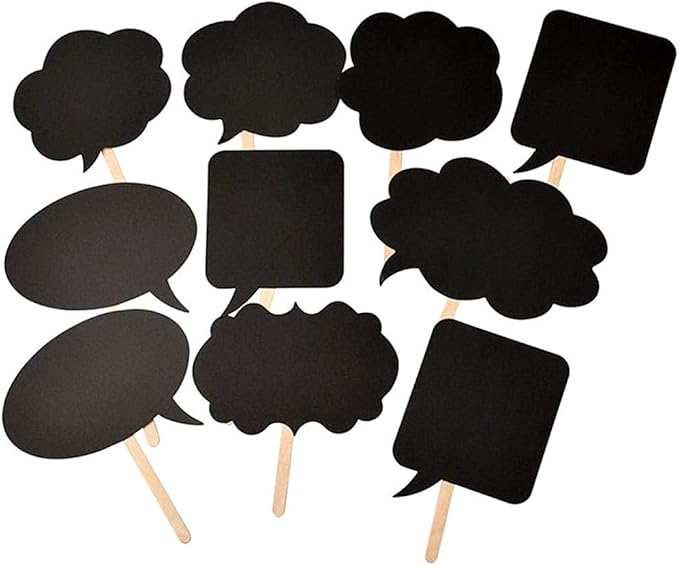 Photo Booth Props Kit,Writable Black Paper Card Board Photographing Props for Wedding Birthday Prom Party Favor(10pcs with...