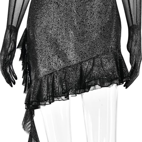 PWMENLK Women's Dress,Sexy Lace Semi See Through Short Dress, Off-Shoulder Bustier Skirt, Asymmetric Short Skirt，Slim