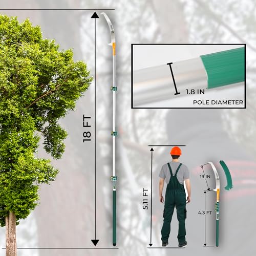 StartPro 18ft Tree Pruning Saw, Telescopic Manual Lightweight Extendable Pole Saw with Sharp Carbon-Enriched Blade for Eff...