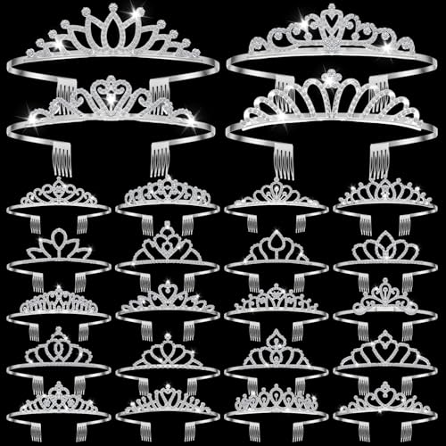 Yuefunny 24 Pcs Crystal Tiara Headbands for Women Princess Headband Crown with Combs Tiaras and Crowns for Pageant Bridal ...