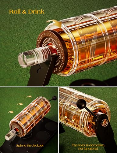 Kollea Slot Whiskey Decanter Set for Men, 50.7 Oz Casino Style Whiskey Decanter with 4 Dice Glasses, Birthday Gifts for Me...