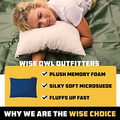 Wise Owl Outfitters Camping Pillow – Memory Foam Travel Pillow for Airplane Sleeping, Hiking, Backpacking & Outdoor Use - ...