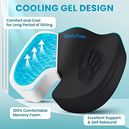 Office Chair Seat Cushion, Cooling Gel Enhanced Memory Foam Cushion for Long Sitting - Back, Sciatica, Coccyx, Tailbone Pa...