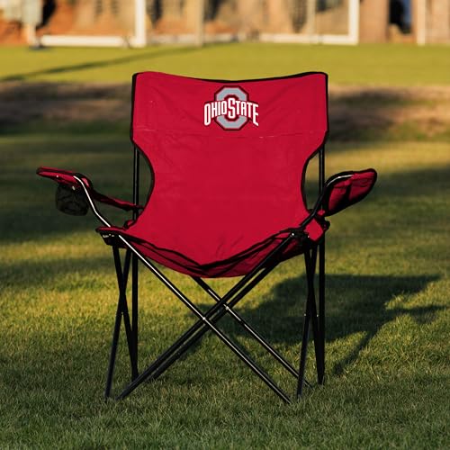 Logo Brands NCAA Portable Quad Chair – Folding Tailgate Chair with Armrests, Built-In Cup - Includes Carry Bag