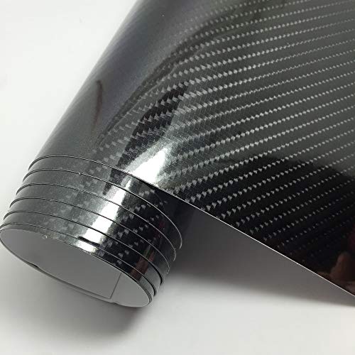 Carbon Fiber Vinyl Wrap for Cars, 6D High Gloss Car Wraps Vinyl Roll Bubble Free, PVC Self Adhesive Automotive Sticker Dec...