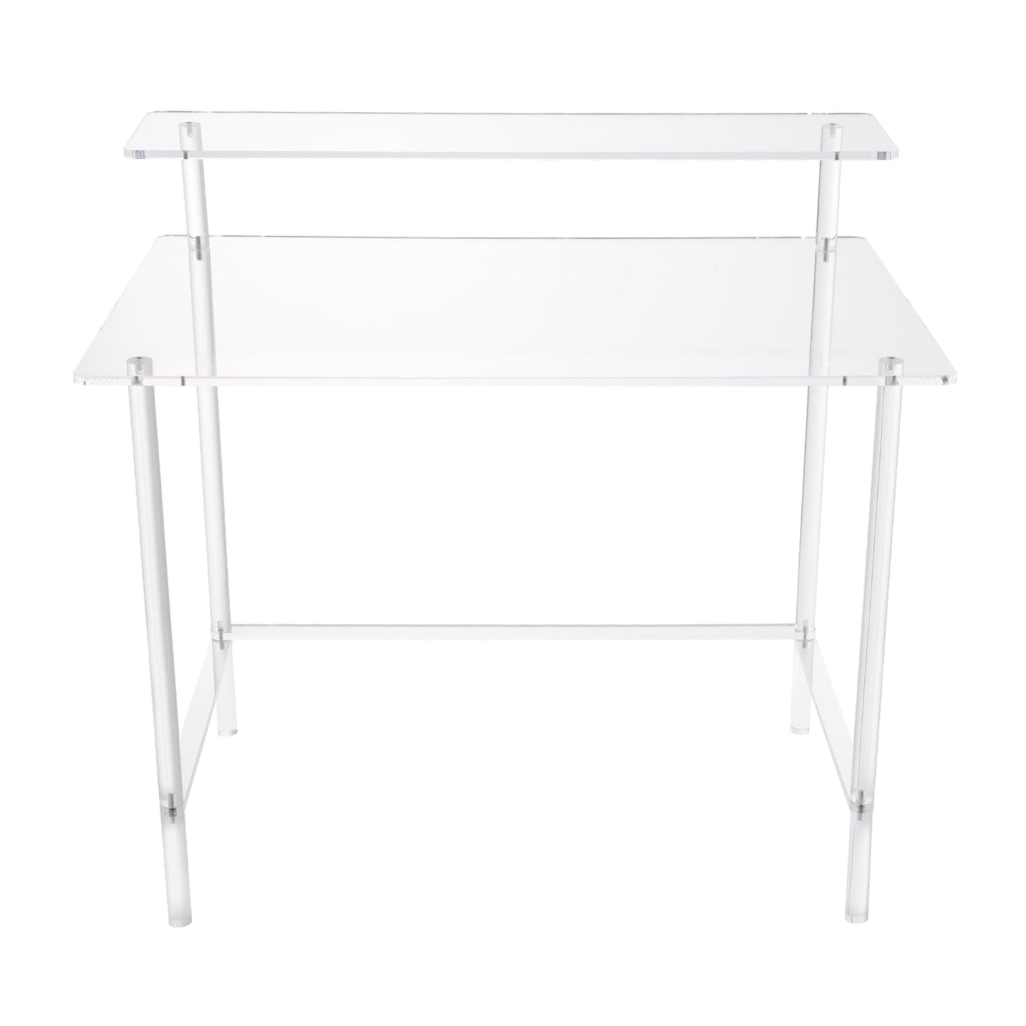 BBinmine Acrylic Desk, 2-Tier Home Office Desk with Monitor Stand, Laptop Study Table Home Office Console Table, 31.5 * 19.69 * 34.65in