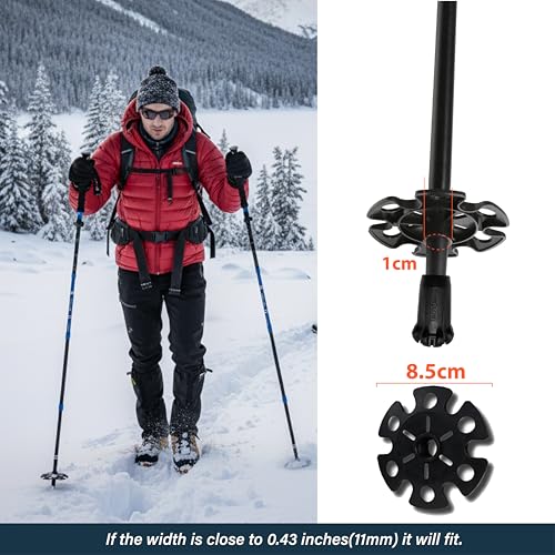 TREKOLOGY Ski Pole Baskets Replacement Set (8-Piece) – 3.4" Snow Baskets for Trekking Poles with 0.4" (1cm) Hole Diameter...