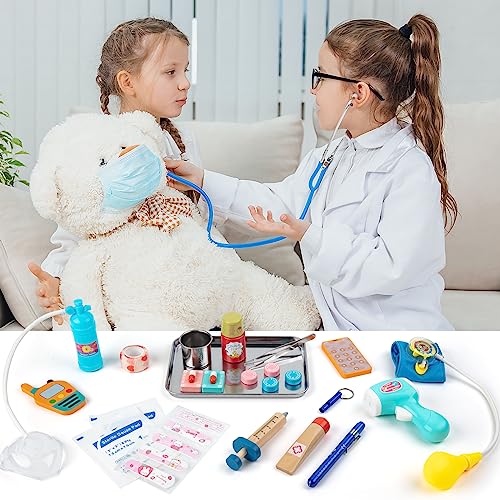 Sundaymot Doctor Kit for Kids, 34 Pcs Pretend Playset for Toddlers, Doctor kit for Toddlers 3-5, with Medical Bag, Stethos...