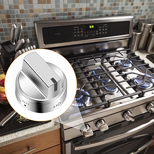 AMI PARTS WB03X24818 Gas Stove Knob Replacement for GE,100% Stainless Steel Stove Replacement Knobs PS11729081 AP5989029,C...