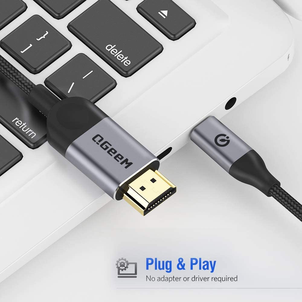 Qgeem Usb C To Hdmi Cable Adapter 10Ft 4K, Usb Type C To Hdmi Thunderbolt 3/4 Compatible For Iphone 15 Pro Max,Galaxy,Macbook Pr