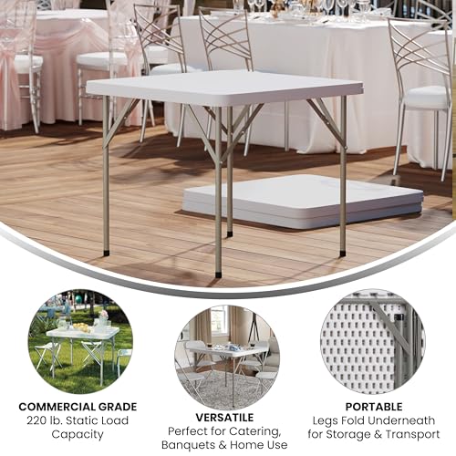 Flash Furniture Elon 2.85' Square All-Occasion Plastic Folding Event Table with Locking Legs, Folding Banquet Table for In...