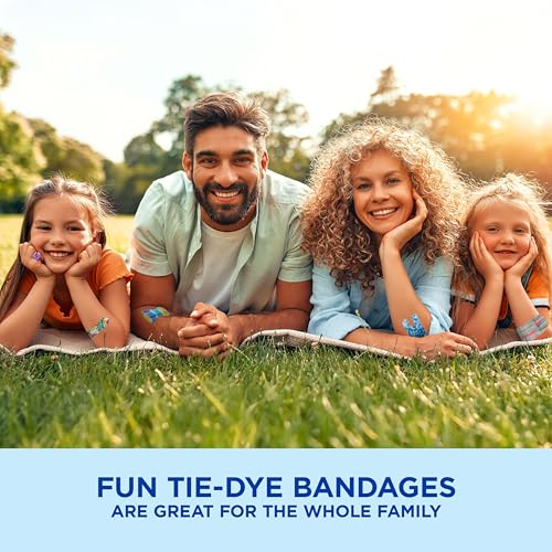 BAND-AID Brand Flexible Fabric Adhesive Tie-Dye Bandages, Fun Bandages Wound Care & Protection of Minor Cuts & Burns, Quil...