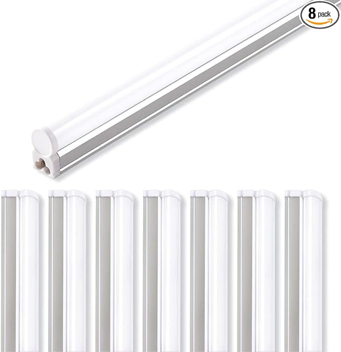 Barrina LED T5 Integrated Single Fixture, 4FT, 2200lm, 6500K (Super Bright White), 20W, Utility Shop Light, Ceiling and Un...