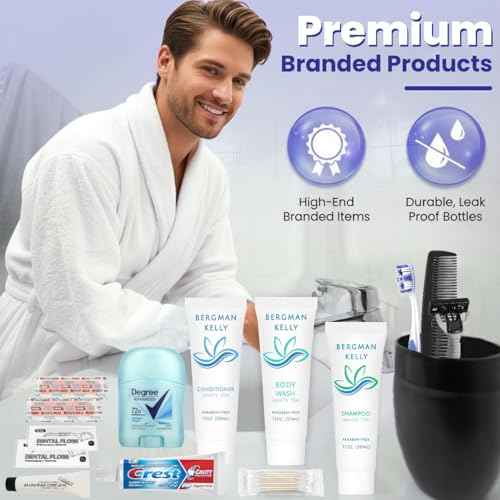 Trektote Bulk Hygiene Kit For Men ? (5 Pack) 12 Piece Set Of Travel Size Toiletries, TSA Compliant, Bulk Travel Essentials, Includes Shampoo And Conditioner, Body Wash, Toiletry Bag & More