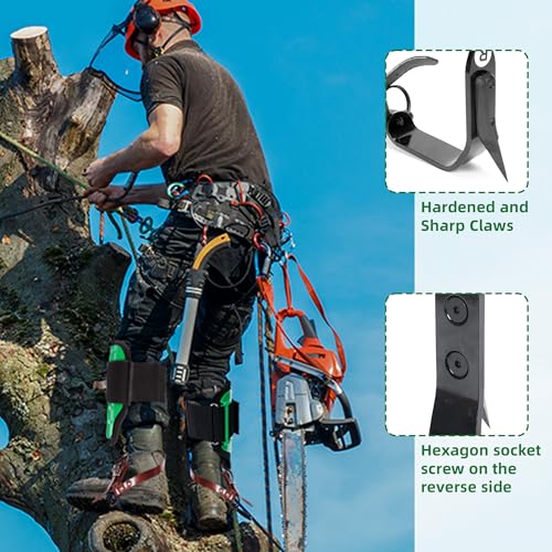 Tcatec Tree Climbing Spikes, Adjustable Height Tree Climbing Gear Kit with Soft Padding and Safe Belt, Tree Climbing Spike...