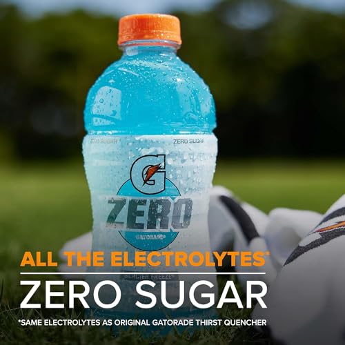 Gatorade Thirst Quencher Zero Sugar Sports Drink, Cool Blue, 20oz Bottles, 8 Pack, Electrolytes for Rehydration