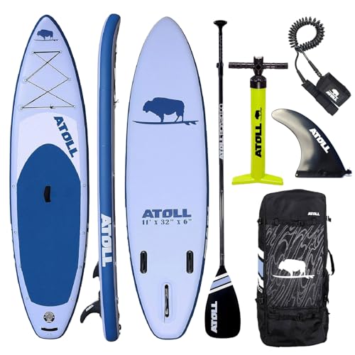 Atoll Inflatable Paddle Board with Premium SUP Stand Up Paddle Board Accessories & Back Pack, Non-Slip Comfort Deck for Un...