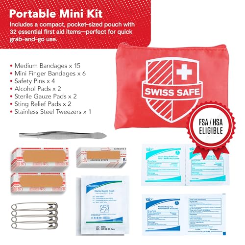 Swiss Safe 2-in-1 First Aid Kit for Car, Travel & Home, Businesses - Bonus Mini Kit for Medical Emergency Aid, Survival, C...