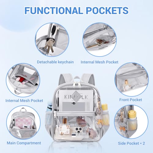 MUSEVOS Clear Backpack for Stadium Events Approved 12×6×12, Thick TPU Mini Clear Bag with Front Pocket for Concert Sport E...