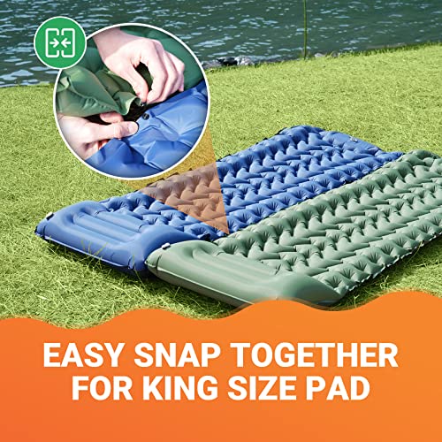 KingCamp Sleeping Pad for Camping, Inflatable Sleeping Pad Ultralight Connectable Camping Mattress with Pillow Built-in Fo...