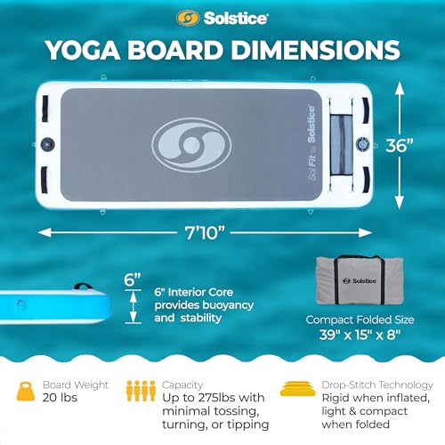 SOLSTICE Sol Fit Inflatable Stand-Up Paddleboard & Aquatic Fitness Mat with 7'10" Non-Slip Traction Pad - Floating Exercis...