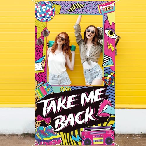 80's 90's Party Decorations Retro 90s 1980s Disco Theme Photo Booth Props Take Me Back Banner 80s 90s Birthday Party Backd...