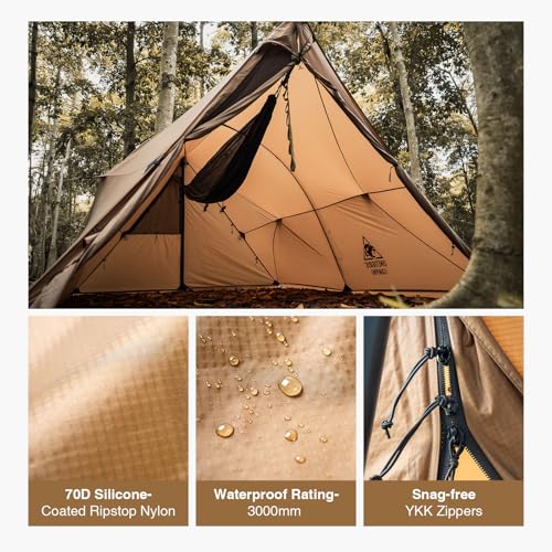 OneTigris ASH Canopy Hammock Hot Tent, Spacious Waterproof Windproof 4 Season Tent with Poles for Camping, Hiking, Bushcra...
