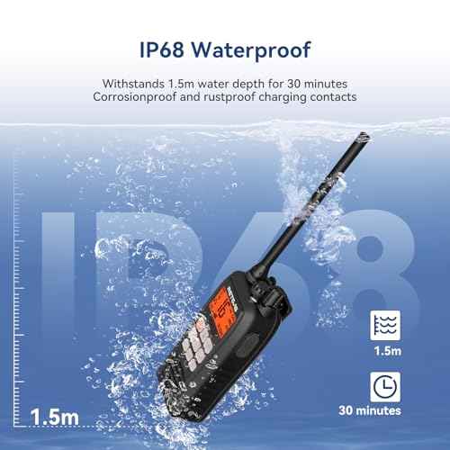 Retevis RM15 Marine Radio 6W,IP68 Floating VHF Radio Handheld,Built-in Noise Cancelling Mic,2000mAh,Type-C,Rust-Proof Charging,NOAA,Falling Water Flash Alarm,Boat Radio for Coastal Sailing(1 Pack)