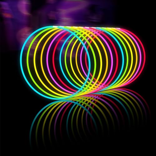Glow Fever Glow Sticks Bulk 100ct 22'' Glow Necklaces with Connectors, Neon Light Sticks for Party Festivals Raves Concert...