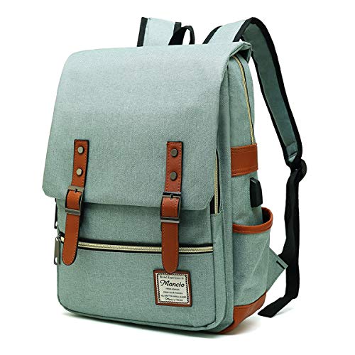 Mancio Vintage Laptop Backpack with USB Charging Port, Slim Tear Resistant Business Backpack for Travelling, College, Casu...